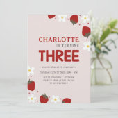 Daisy Strawberry Light Grey 3e zomerverjaardag Kaart (Staand voorkant)