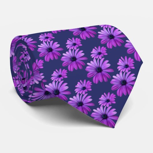Daisy Stropdas Beauful Blue Wildflower Necktie (Opgerold)
