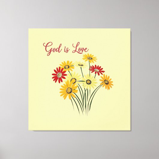 Daisy Sun Flower God is Love Canvas Afdruk (Voorkant)