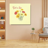Daisy Sun Flower God is Love Canvas Afdruk