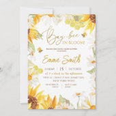 Daisy Sunflower Bee Baby shower Invitation Kaart (Voorkant)