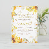 Daisy Sunflower Bee Baby shower Invitation Kaart (Staand voorkant)