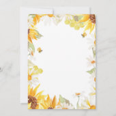 Daisy Sunflower Bee Baby shower Invitation Kaart (Achterkant)