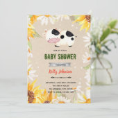 Daisy sunflower koe - verjaardagsdaguitnodiging kaart (Staand voorkant)