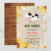 Daisy sunflower koe - verjaardagsdaguitnodiging kaart (Voorkant / Achterkant)