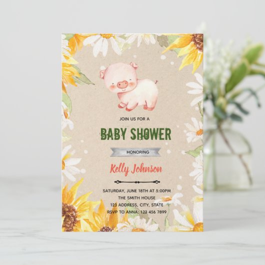 Daisy sunflower shoedverjaardagsuitnodiging kaart (Staand voorkant)