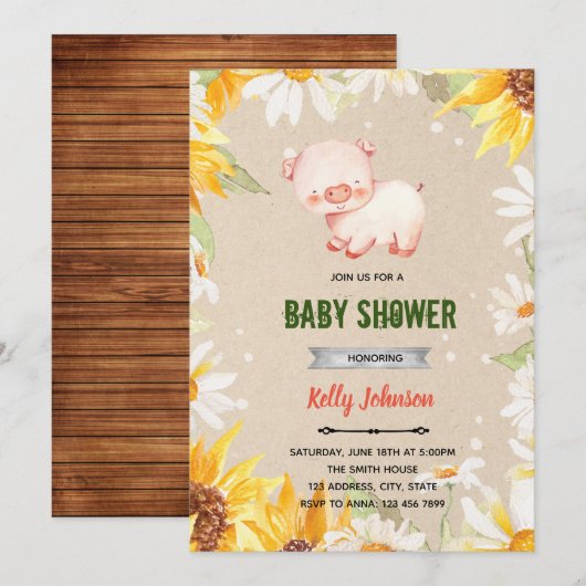 Daisy sunflower shoedverjaardagsuitnodiging kaart (Voorkant / Achterkant)