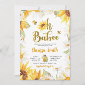 Daisy Sunflower Summer Bee Baby shower Invitation Kaart (Voorkant)
