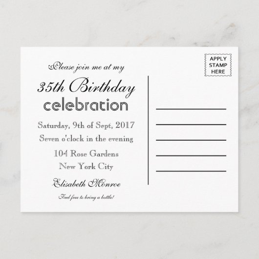 Daisy Swan Birthday Celebration Invitation Uitnodiging Briefkaart (Achterkant)