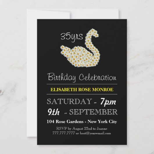 Daisy Swan Birthday Celebration Kaart (Voorkant)