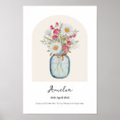 Daisy Sweet Pea Geboortemaand Bloem Poster (Voorkant)