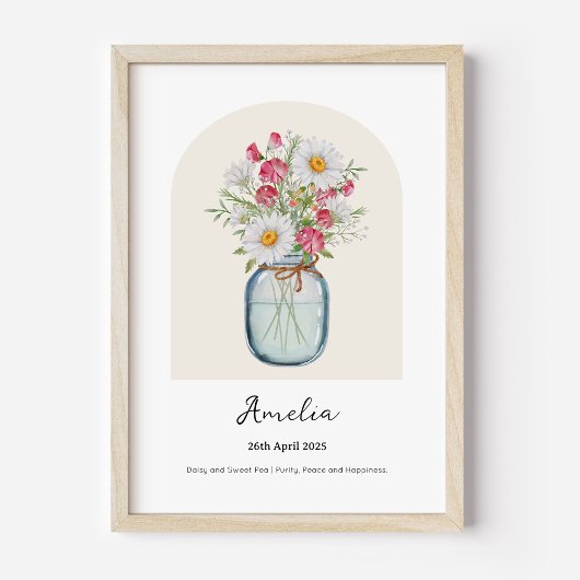 Daisy Sweet Pea Geboortemaand Bloem Poster