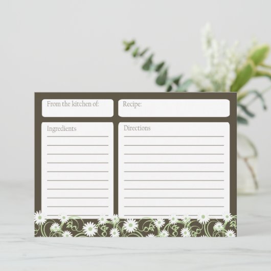 Daisy Tea Floral 5x7 Recipe Kaart (Staand voorkant)