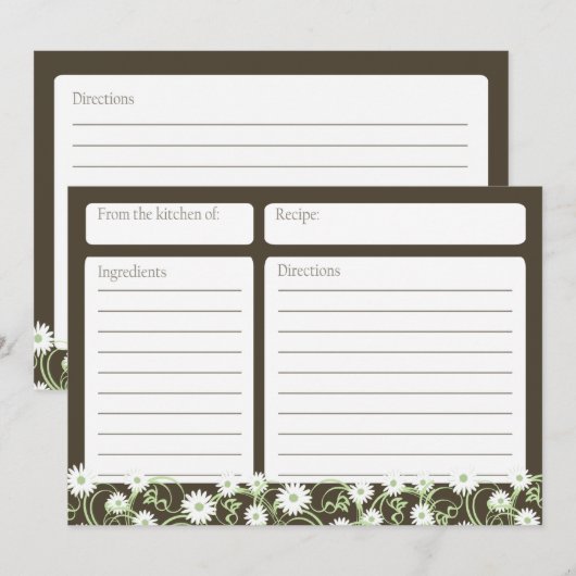 Daisy Tea Floral 5x7 Recipe Kaart (Voorkant / Achterkant)