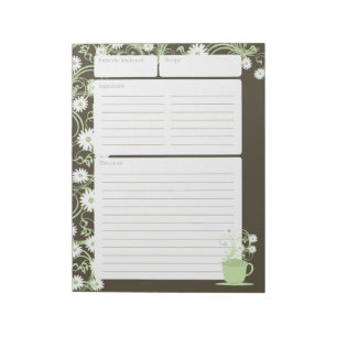 Daisy Tea Party Green Floral Recipe Pages Notitieblok