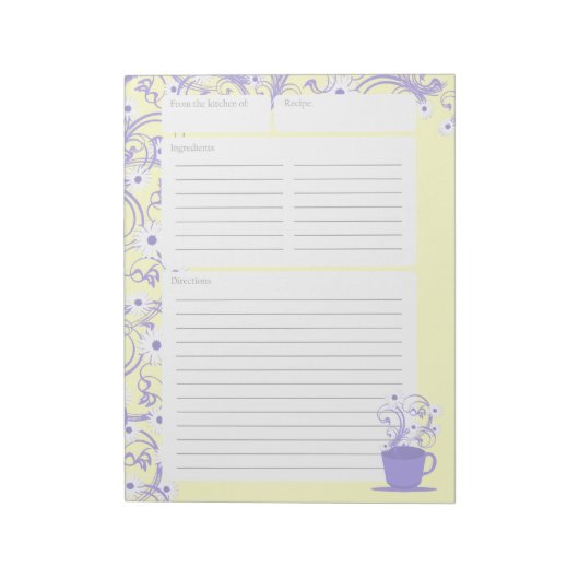 Daisy Tea Party Recipe Pages Notitieblok (Linkerzijde)