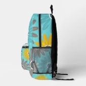 Daisy Teal Flower Pattern Backpack Bedrukte Rugzak (Rechts)
