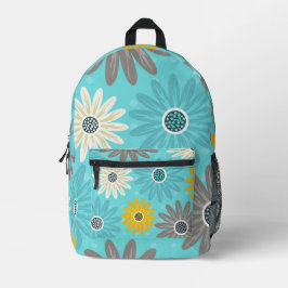 Daisy Teal Flower Pattern Backpack Bedrukte Rugzak