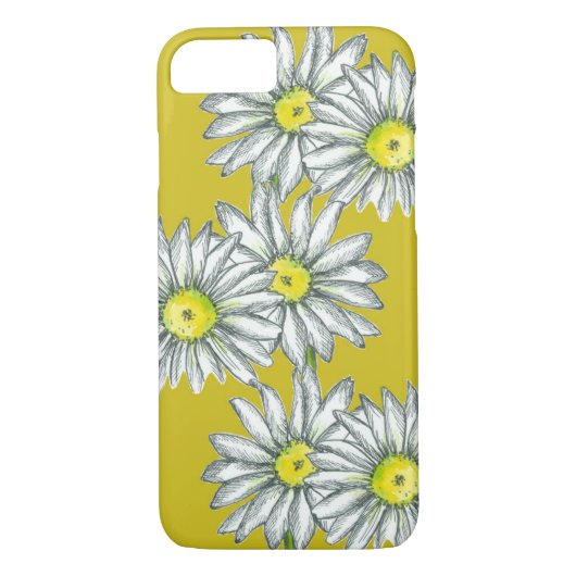 Daisy Telefoon Case Mosterd Geel Bloemen Art (Achterkant)