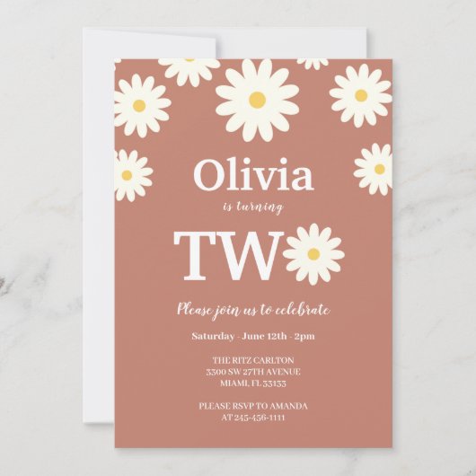 Daisy Terracota Bohemian 2de verjaardag Kaart (Voorkant)