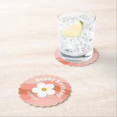 Daisy Terracotta Peach Retro Party Cupcakes Kartonnen Onderzetters (Insitu)