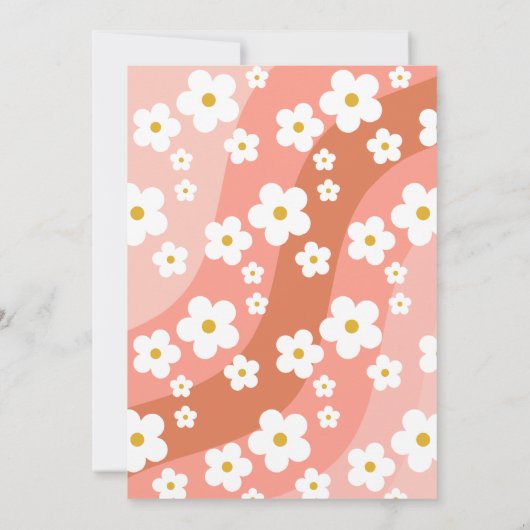 Daisy Terracotta Peach Retro Verjaardagsuitnodigin Kaart (Achterkant)