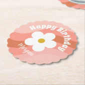 Daisy Terracotta Perzik Retro Feest Cupcakes Kartonnen Onderzetters (Gekanteld)