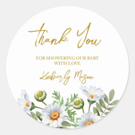 Daisy Thank You Baby Shower Ronde Sticker