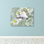 Daisy the Baby Goat Waterverf Portret 2 Canvas Afdruk (Insitu (Houten vloer))