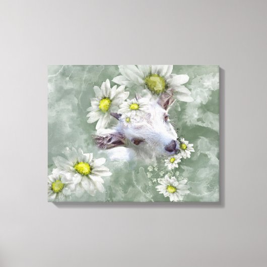Daisy the Baby Goat Waterverf Portret 2 Canvas Afdruk (Voorkant)