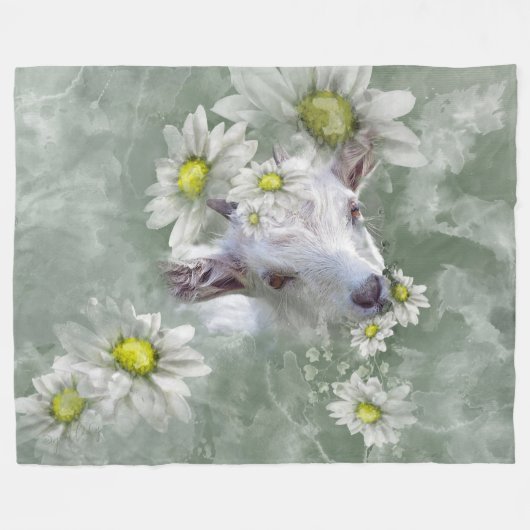 Daisy the Baby Goat Waterverf Portret 2 Fleece Deken (Voorkant (Horizontaal))