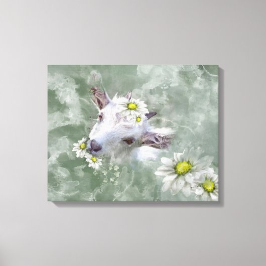 Daisy the Baby Goat Waterverf Portret Canvas Afdruk (Voorkant)