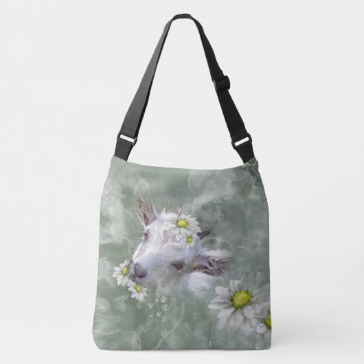 Daisy the Baby Goat Waterverf Portret Crossbody Tas (Voorkant)