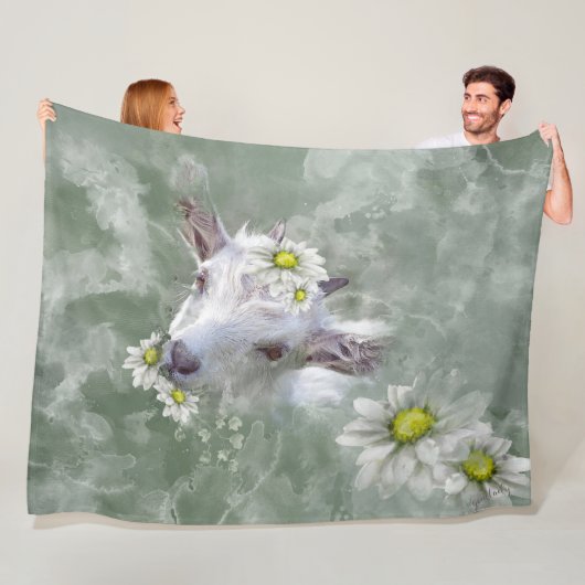 Daisy the Baby Goat Waterverf Portret Fleece Deken (In situ)