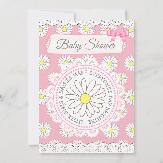 Daisy Theme Girl's Baby shower Invitation Kaart (Voorkant)