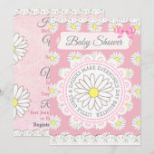 Daisy Theme Girl's Baby shower Invitation Kaart (Voorkant / Achterkant)