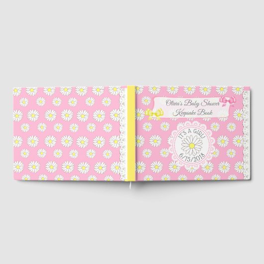Daisy Theme Meisje's Baby shower Gastenboek Keepsa (Volledig)
