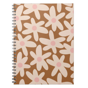 Daisy Time Cute Floral Pattern Brown and Blush Notitieboek