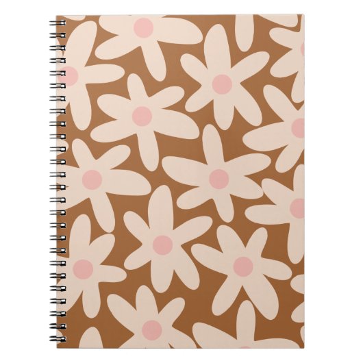 Daisy Time Cute Floral Pattern Brown and Blush Notitieboek (Voorkant)