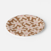 Daisy Time Cute Floral Pattern Brown and Blush Papieren Bordje (Gekanteld)