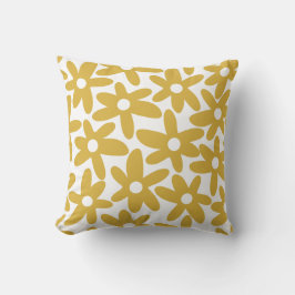 Daisy Time Cute Retro Floral Pattern in Mustard Kussen