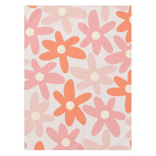 Daisy Time Cute Retro Floral Pattern Oranje Roze Tafelkleed