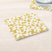 Daisy Time Cute Retro Modern Flowers in Mustard Kartonnen Onderzetters (Schuin)