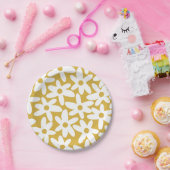 Daisy Time Cute Retro Modern Flowers in Mustard Papieren Bordje (Feest)