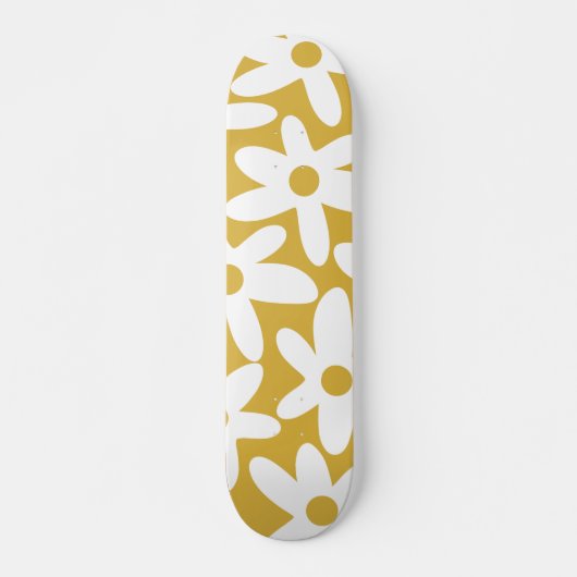 Daisy Time Cute Retro Modern Flowers in Mustard Persoonlijk Skateboard (Voorkant)
