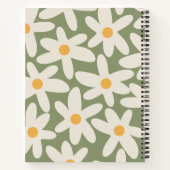 Daisy Time Retro Bloem Patroon Sage Groen Notitieboek (Achterkant)