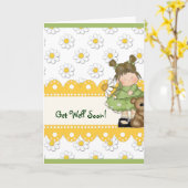 Daisy Toddler en Teddy Get Well Kaart (Gele Bloem)