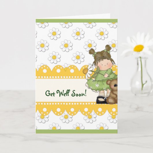Daisy Toddler en Teddy Get Well Kaart (Kleine Plant)
