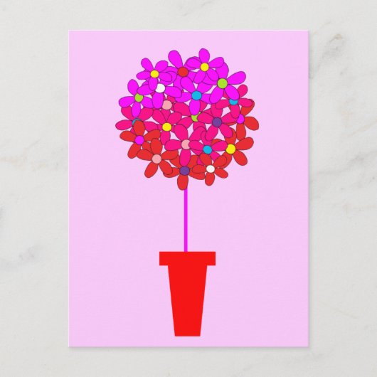 Daisy Topiary in Pinks Briefkaart (Voorkant)