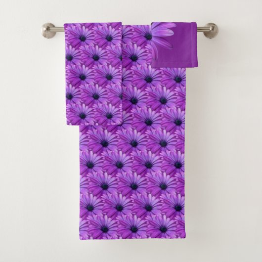 Daisy Towel sets persoonlijke Paarse Daisy Towelks Bad Handdoek (Insitu)